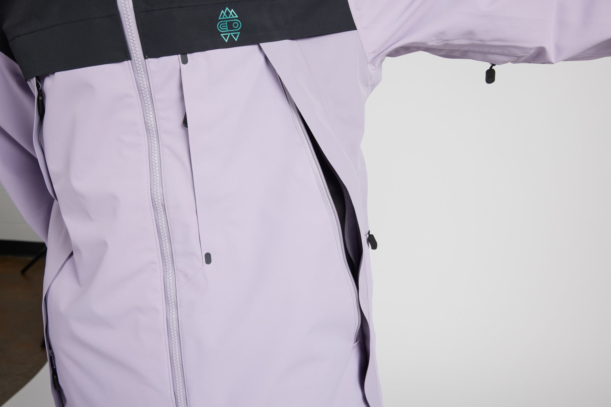 Details of lilac snow jacket