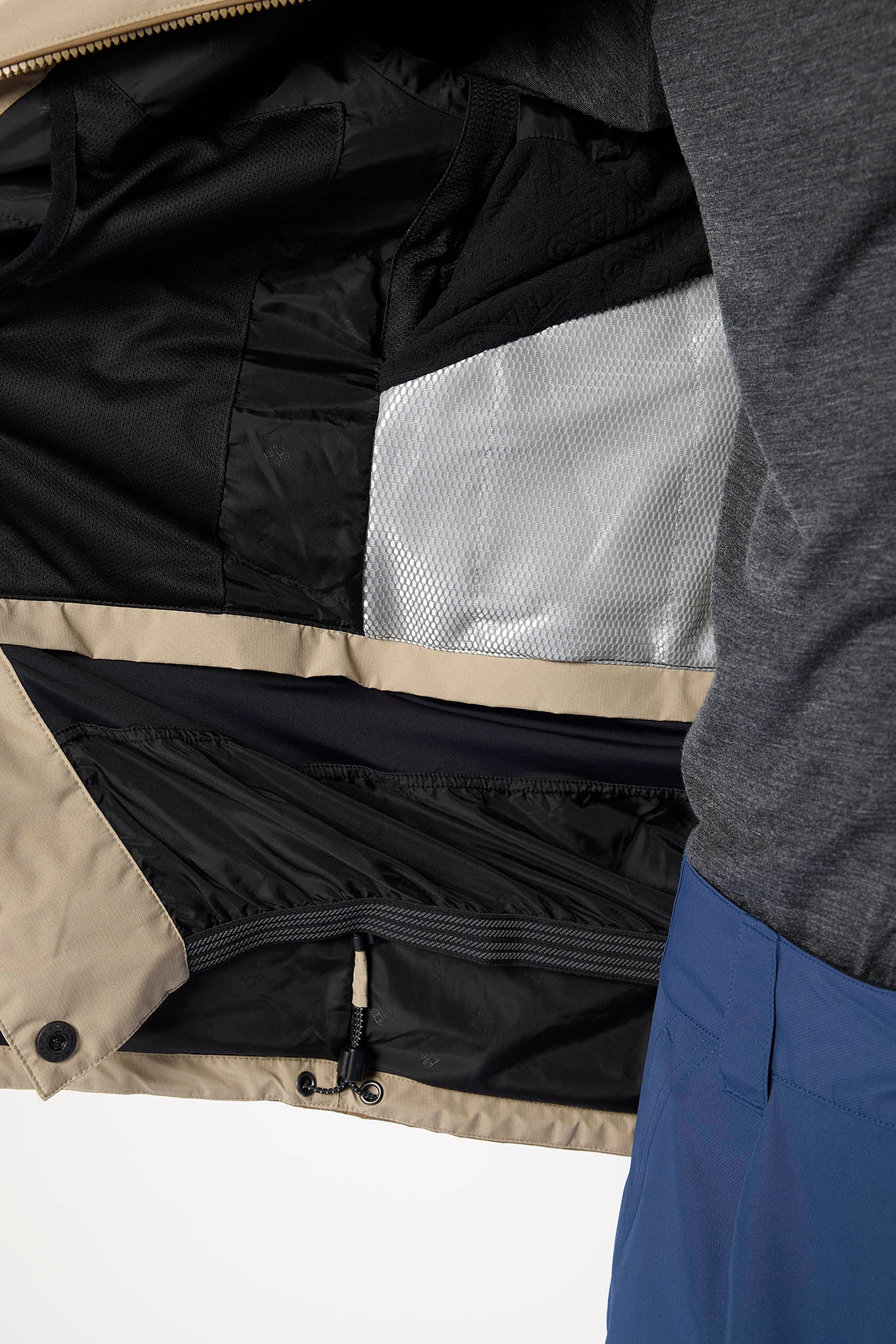 close up of open snow jacket