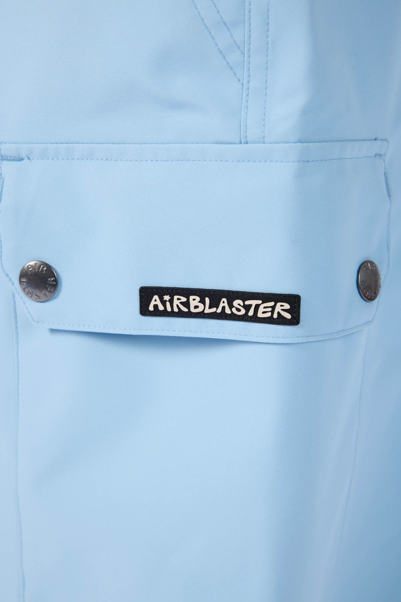 Light blue pants with 'Airblaster' logo on a pocket