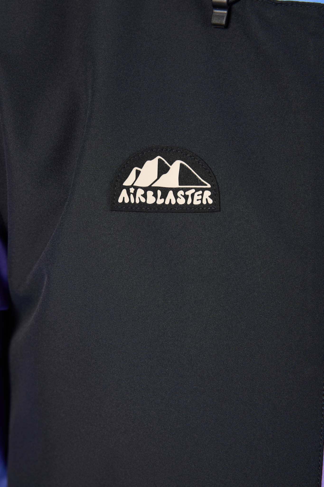 Black jacket with Airblaster logo on a dark background