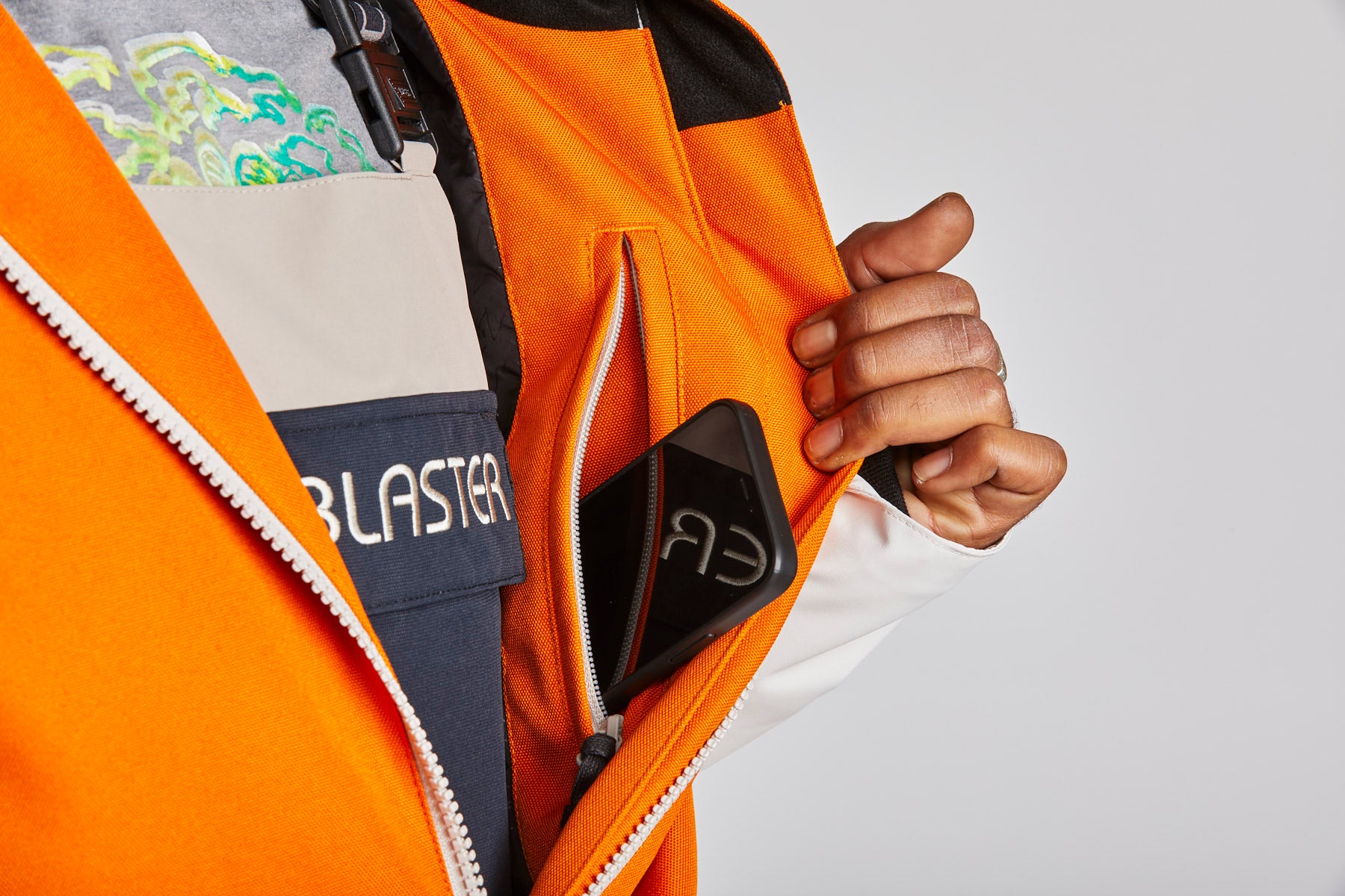 Mens snowboard jacket detail photo