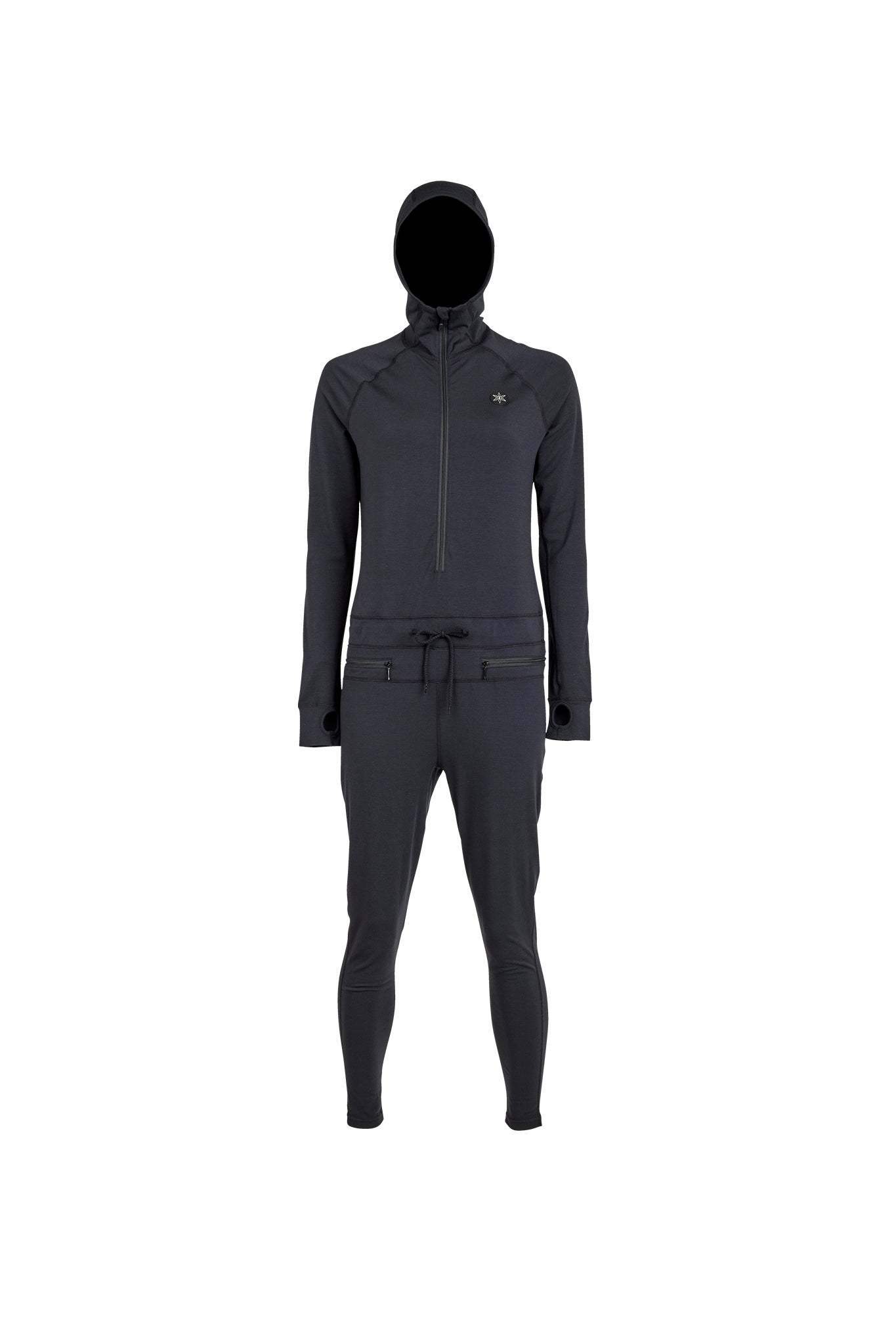Black hooded tracksuit on a white background