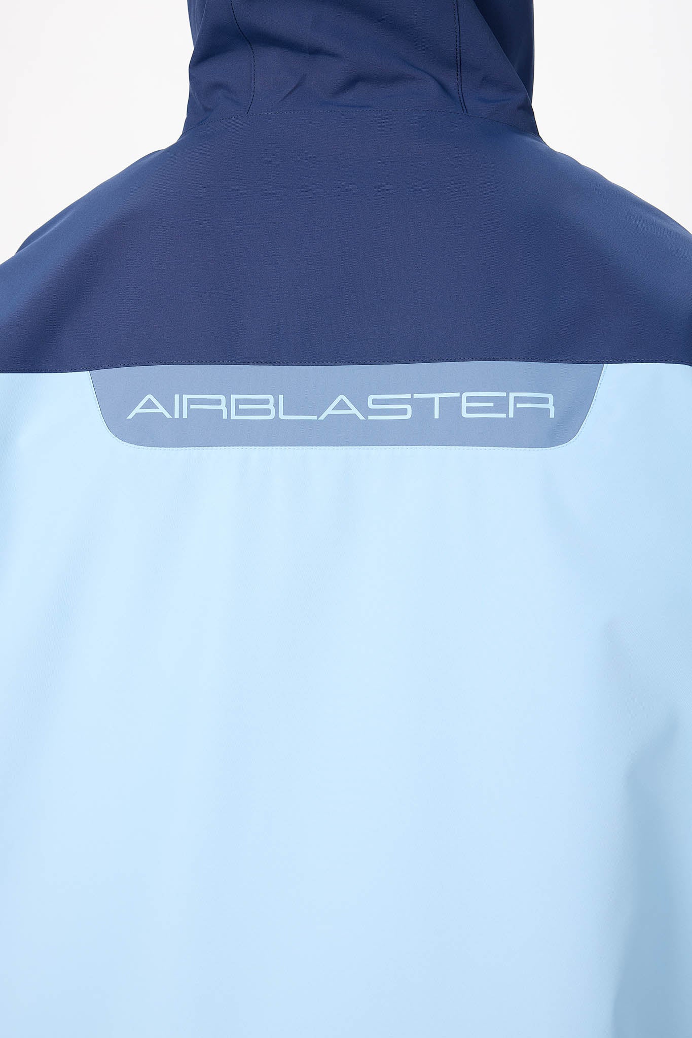 Blue and light blue jacket with 'AIRBLASTER' logo on a white background