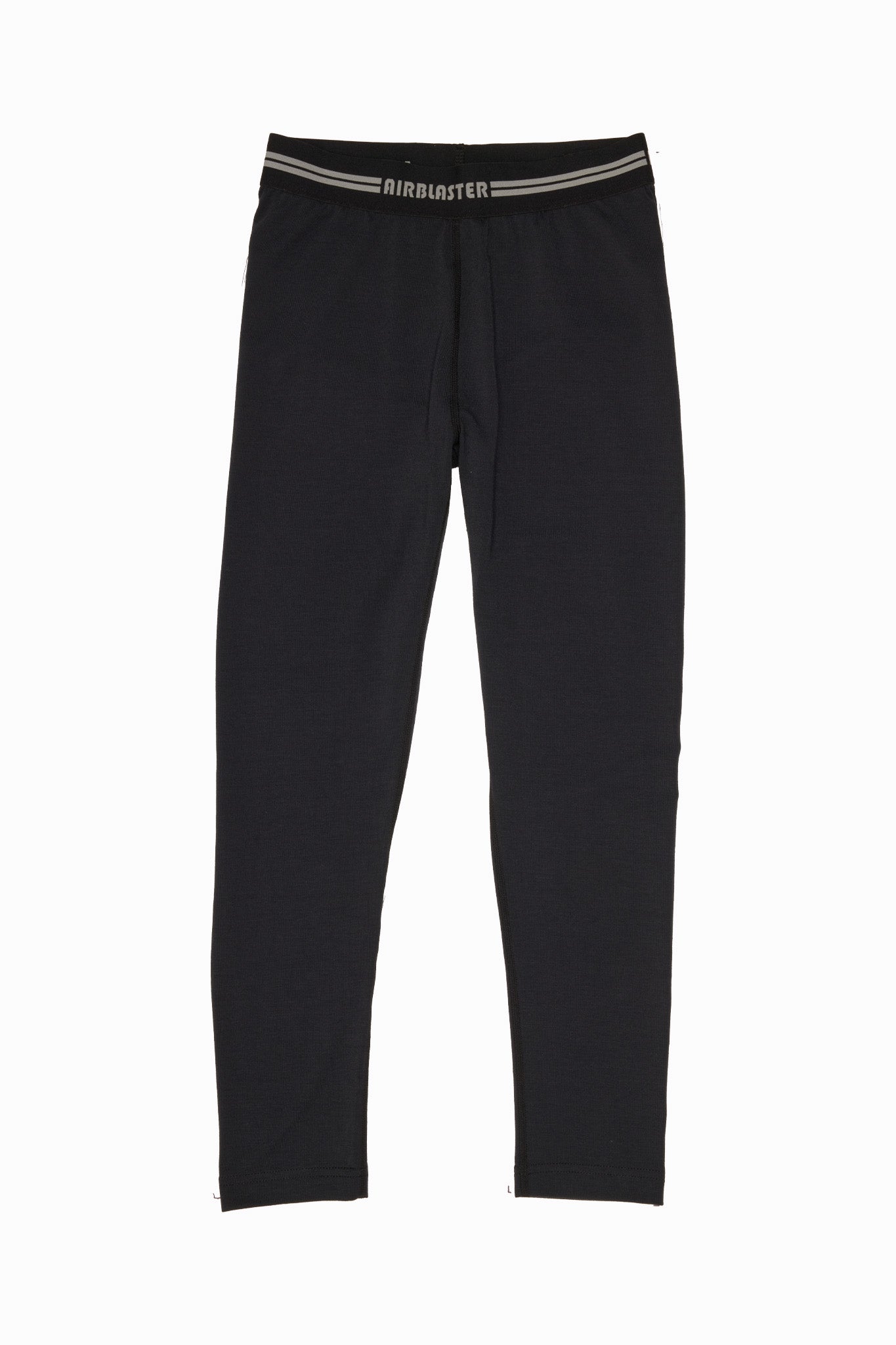 Black full-length leggings with a white and black elastic waistband, shown flat on a white background.