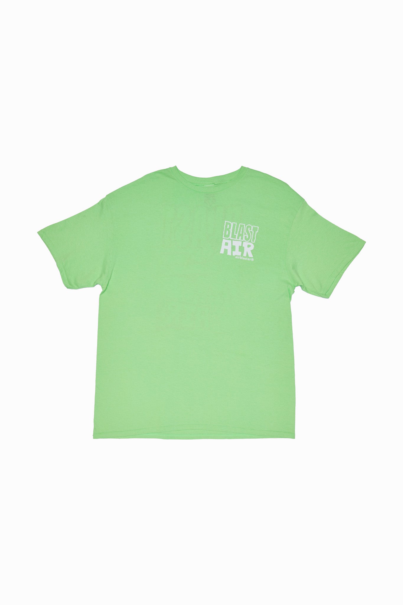 A light green short-sleeve t-shirt with a white graphic print on the left chest, displayed flat against a plain white background.