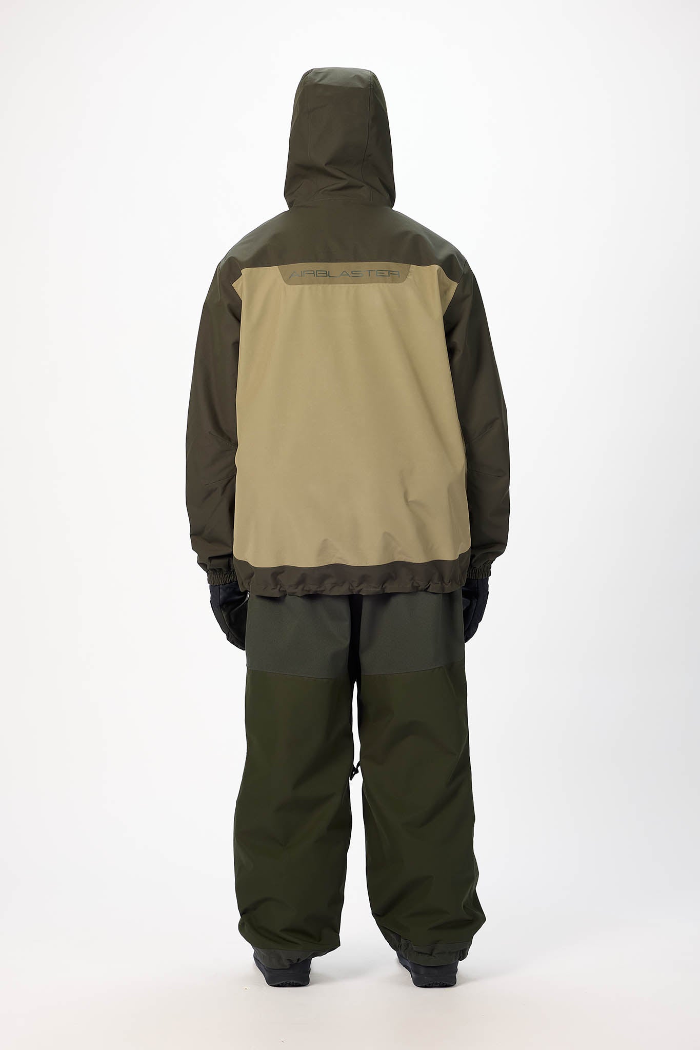 Two-tone raincoat and pants set on a white background